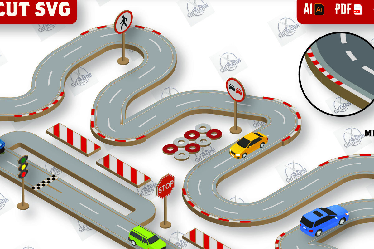 Σετ των 2 Intra απο ξύλο plywood 3mm-4mm πάχος – Ξύλινο παιχνίδι πίστα αυτοκινήτου με λέιζερ Δίασταση  20x20 cm INTRAFABR-110073045