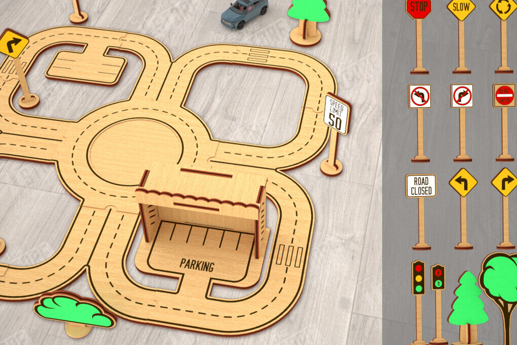 Σετ των 2 Intra απο ξύλο plywood 3mm-4mm πάχος – Ξύλινη πίστα αυτοκινήτου | Αγωνιστική πίστα |CNC Δίασταση  20x20 cm INTRAFABR-115494609