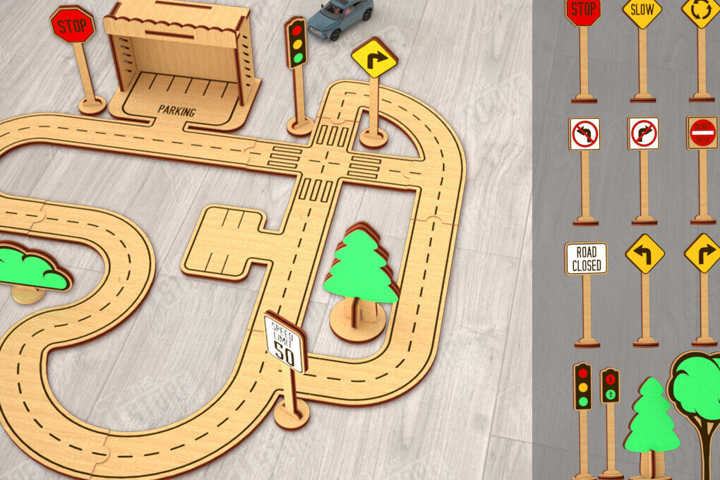 Σετ των 2 Intra απο ξύλο plywood 3mm-4mm πάχος – Ξύλινη πίστα αυτοκινήτου | Αγωνιστική πίστα |CNC Δίασταση  20x20 cm INTRAFABR-115494619