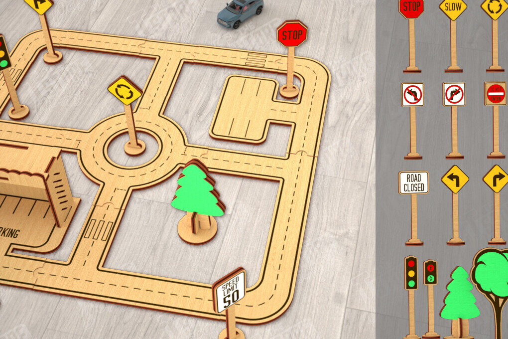 Σετ των 2 Intra απο ξύλο plywood 3mm-4mm πάχος – Ξύλινη πίστα αυτοκινήτου | Αγωνιστική πίστα |CNC Δίασταση  20x20 cm INTRAFABR-115494628