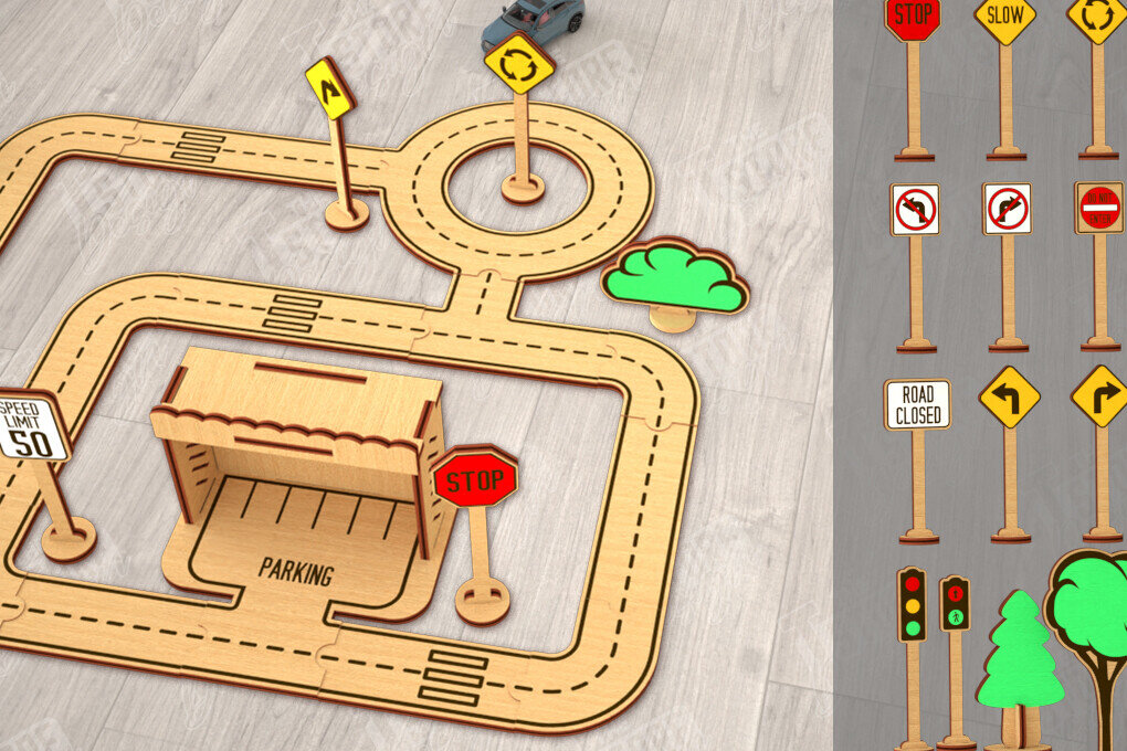 Σετ των 2 Intra απο ξύλο plywood 3mm-4mm πάχος – Ξύλινη πίστα αυτοκινήτου | Αγωνιστική πίστα |CNC Δίασταση  20x20 cm INTRAFABR-115494645