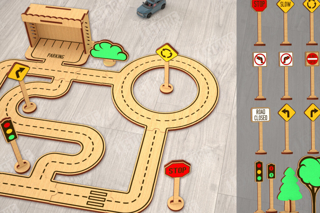 Σετ των 2 Intra απο ξύλο plywood 3mm-4mm πάχος – Ξύλινη πίστα αυτοκινήτου | Αγωνιστική πίστα |CNC Δίασταση  20x20 cm INTRAFABR-115494649