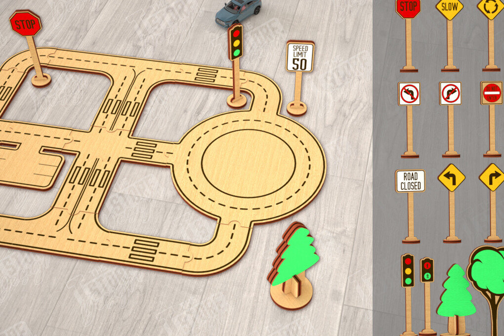 Σετ των 2 Intra απο ξύλο plywood 3mm-4mm πάχος – Ξύλινη πίστα αυτοκινήτου | Αγωνιστική πίστα |CNC Δίασταση  20x20 cm INTRAFABR-115494662