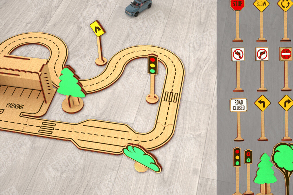 Σετ των 2 Intra απο ξύλο plywood 3mm-4mm πάχος – Ξύλινη πίστα αυτοκινήτου | Αγωνιστική πίστα |CNC Δίασταση  20x20 cm INTRAFABR-115494597