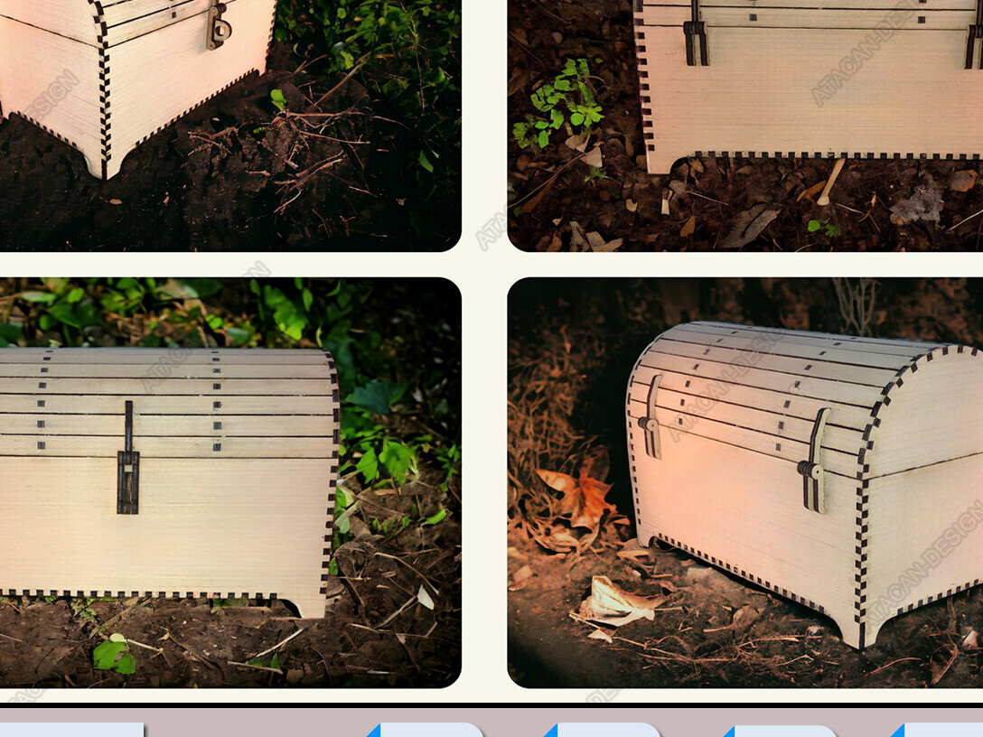 Σετ των 2 Intra απο ξύλο plywood 3mm-4mm πάχος – Ξύλινο σεντούκι θησαυρού - DIY St Δίασταση  20x20 cm INTRAFABR-91109975