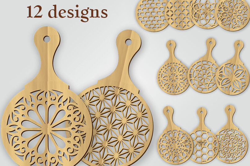 Σετ των 2 Intra απο ξύλο plywood 3mm-4mm πάχος – Σετ Ξύλινο Trivet 12 σχεδίων Δίασταση  20x20 cm INTRAFABR-118603040