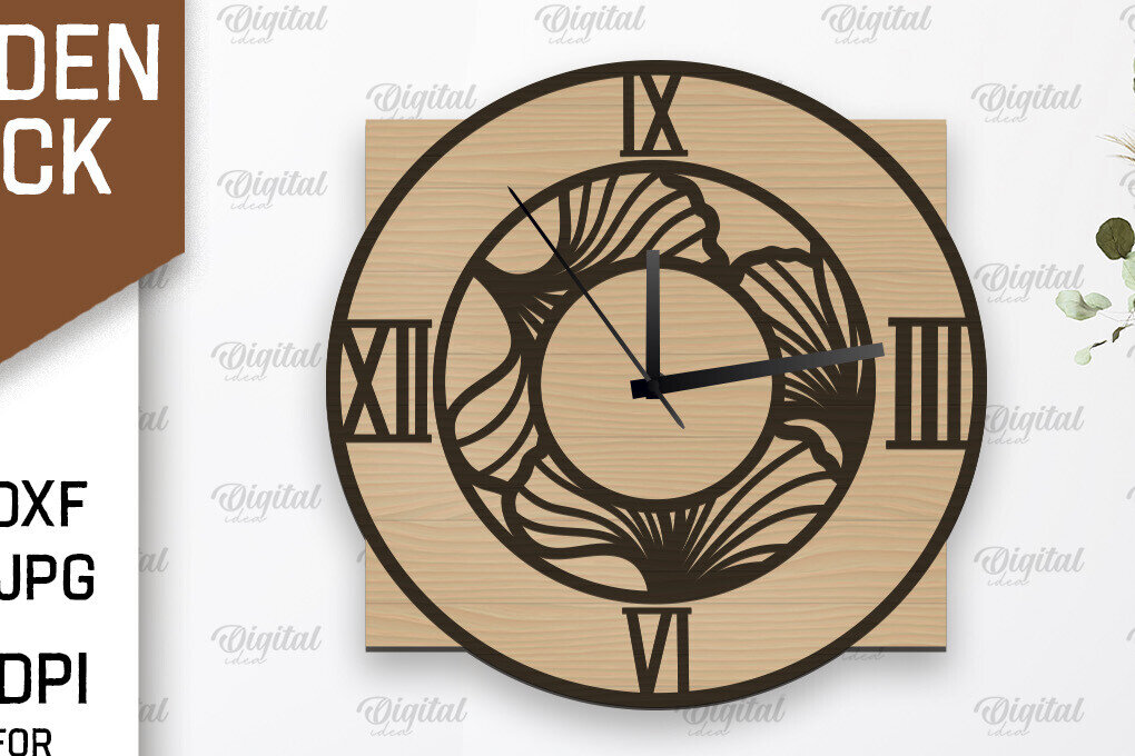 Σετ των 2 Intra απο ξύλο plywood 3mm-4mm πάχος – Ξύλινο ρολόι τοίχου  κοπής με λέιζερ Δίασταση  40x30 cm INTRAFABR-107560411