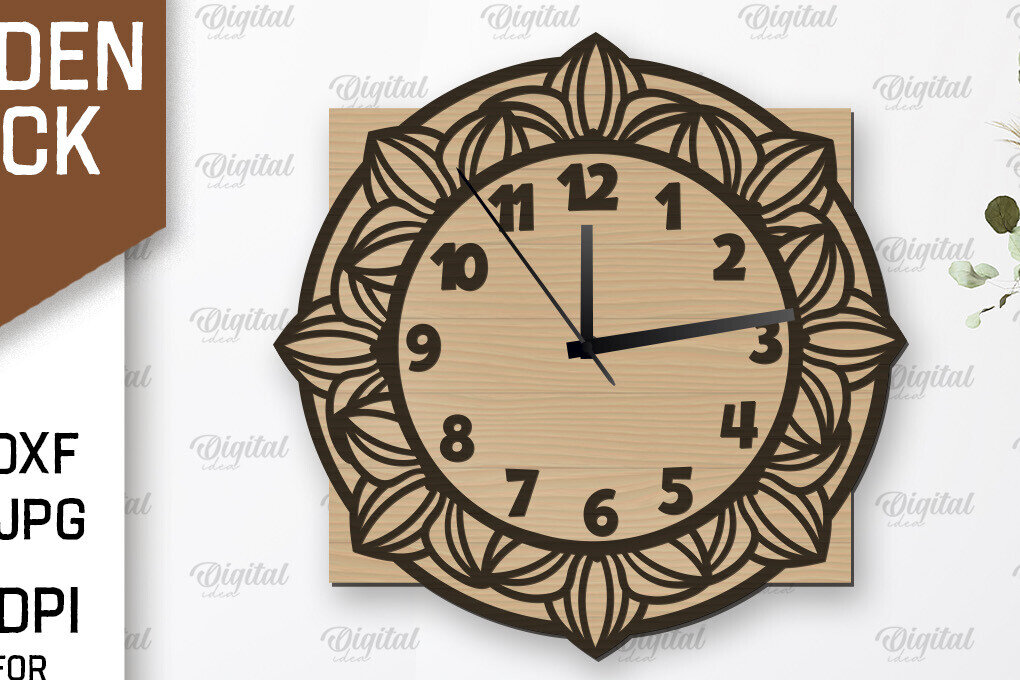 Σετ των 2 Intra απο ξύλο plywood 3mm-4mm πάχος – Ξύλινο ρολόι τοίχου  κοπής με λέιζερ Δίασταση  40x30 cm INTRAFABR-107560601