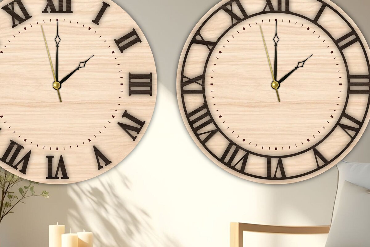 Intra απο ξύλο plywood 3mm-4mm πάχος – Ξύλινο ρολόι τοίχου | Ρωμαϊκοί Αριθμοί Δίασταση  40x30 cm INTRAFABR-119201970