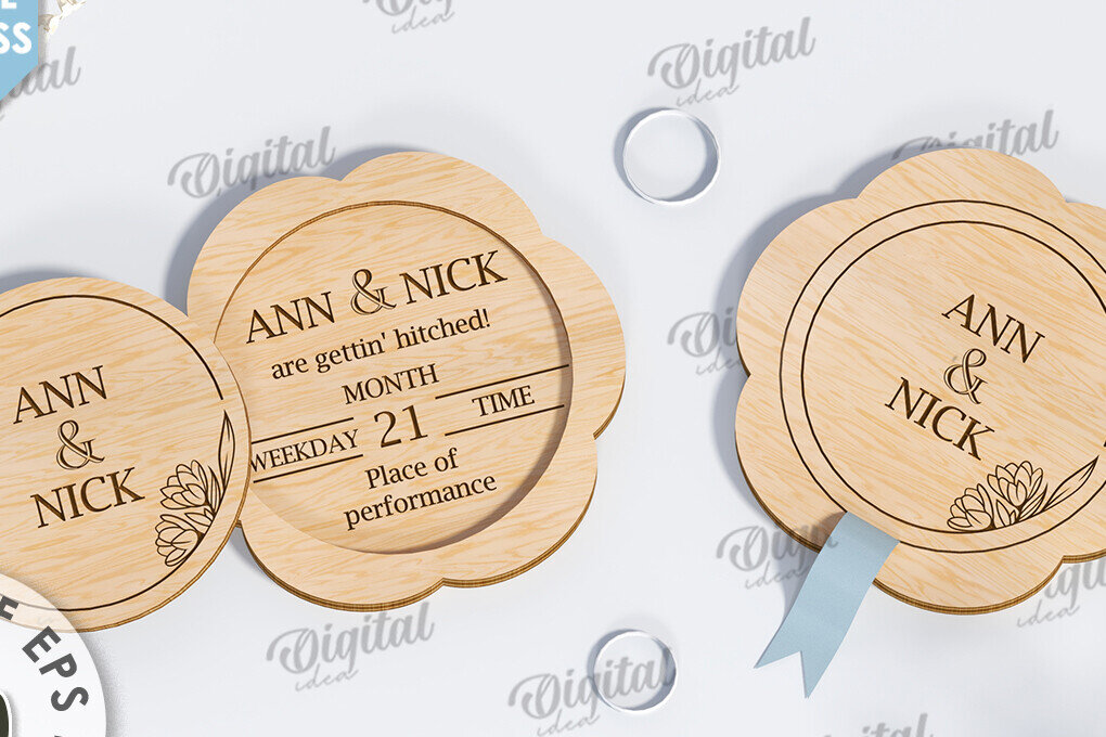 Σετ των 2 Intra απο ξύλο plywood 3mm-4mm πάχος – Ξύλινο Προσκλητήριο Γάμου Κοπή Laser Δίασταση  20x20 cm INTRAFABR-117333190