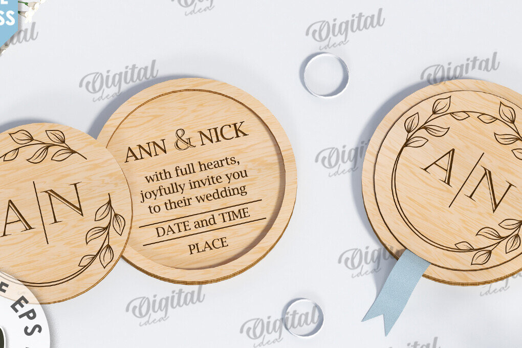 Σετ των 2 Intra απο ξύλο plywood 3mm-4mm πάχος – Ξύλινο Προσκλητήριο Γάμου Κοπή Laser Δίασταση  20x20 cm INTRAFABR-117332486