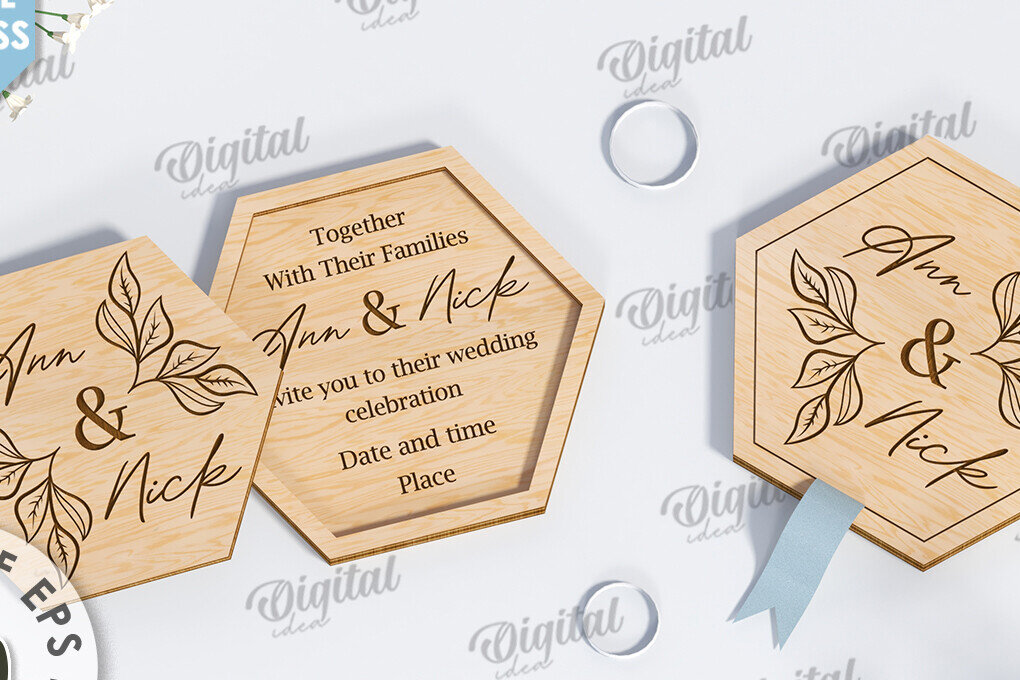 Σετ των 2 Intra απο ξύλο plywood 3mm-4mm πάχος – Ξύλινο Προσκλητήριο Γάμου Κοπή Laser Δίασταση  20x20 cm INTRAFABR-117332578