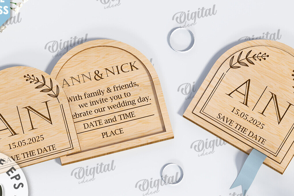 Σετ των 2 Intra απο ξύλο plywood 3mm-4mm πάχος – Ξύλινο Προσκλητήριο Γάμου Κοπή Laser Δίασταση  20x20 cm INTRAFABR-117332798