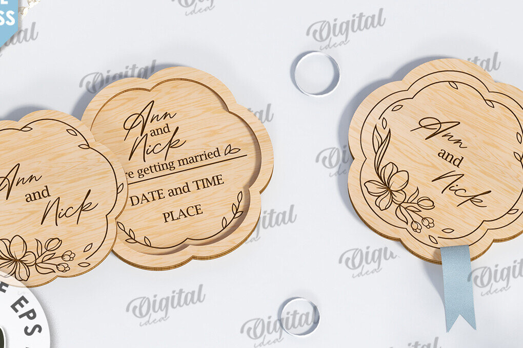 Σετ των 2 Intra απο ξύλο plywood 3mm-4mm πάχος – Ξύλινο Προσκλητήριο Γάμου Κοπή Laser Δίασταση  20x20 cm INTRAFABR-117332842