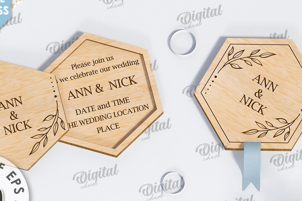 Σετ των 2 Intra απο ξύλο plywood 3mm-4mm πάχος – Ξύλινο Προσκλητήριο Γάμου Κοπή Laser Δίασταση  20x20 cm INTRAFABR-117332928