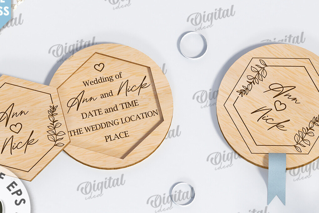 Σετ των 2 Intra απο ξύλο plywood 3mm-4mm πάχος – Ξύλινο Προσκλητήριο Γάμου Κοπή Laser Δίασταση  20x20 cm INTRAFABR-117333054