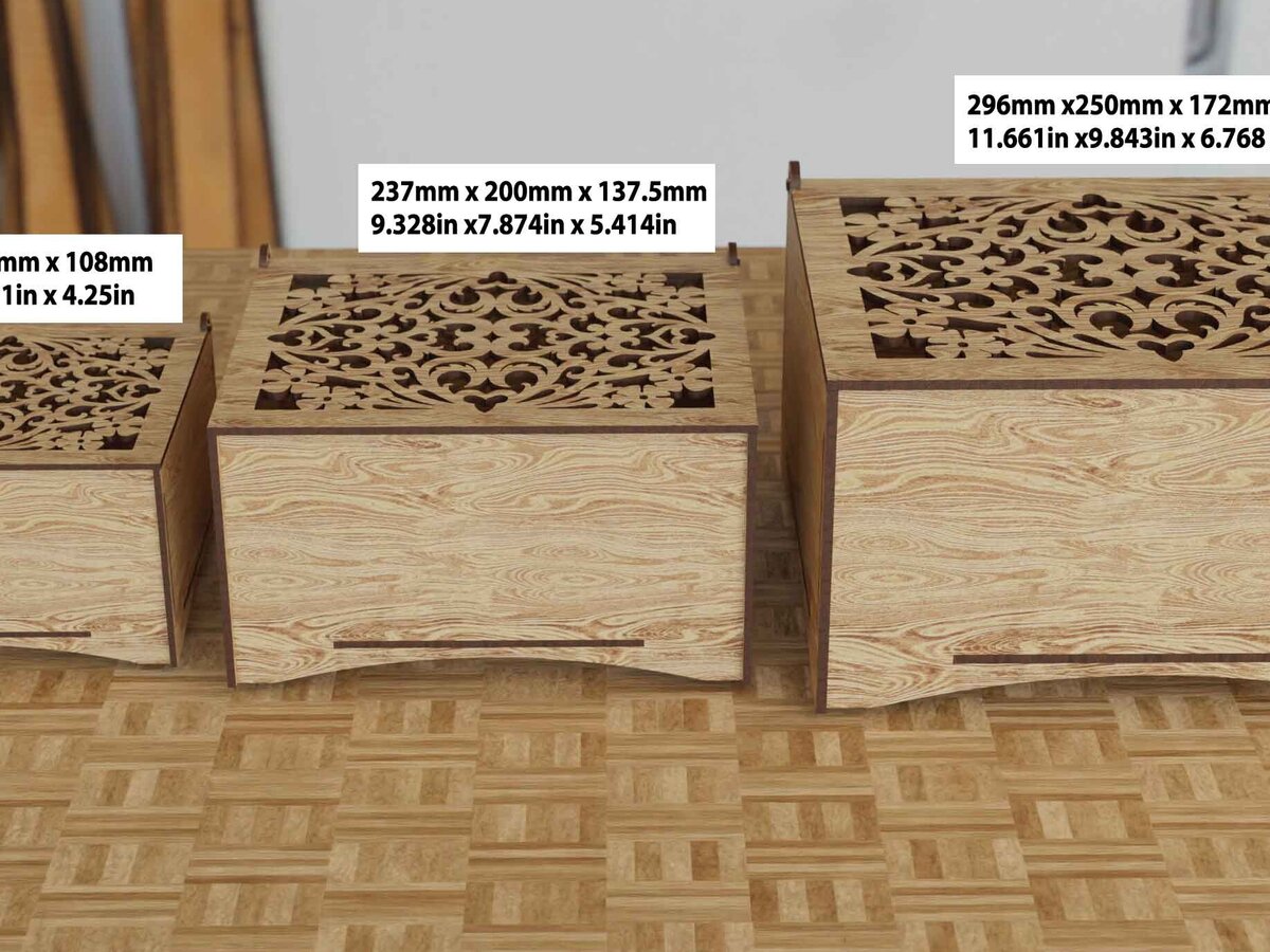 Σετ των 2 Intra απο ξύλο plywood 3mm-4mm πάχος – Ξύλινο κουτί κοπής Laser γάμου REF006 Δίασταση  20x20 cm INTRAFABR-110659136
