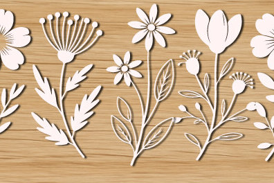 Σετ των 2 Intra απο ξύλο plywood 3mm-4mm πάχος – Ξύλινο άγριο λουλούδι Cut Bundle 1654 Δίασταση  20x20 cm INTRAFABR-123356247