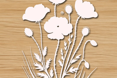 Σετ των 2 Intra απο ξύλο plywood 3mm-4mm πάχος – Ξύλινο Wild Flower Paper Cut 1652 Δίασταση  20x20 cm INTRAFABR-123277271