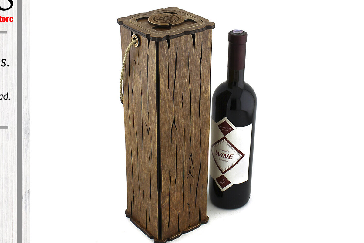 Σετ των 2 Intra απο ξύλο plywood 3mm-4mm πάχος – Ξύλινο κουτί κρασιού. Αρχείο κοπής με λέιζερ Δίασταση  20x20 cm INTRAFABR-89707427