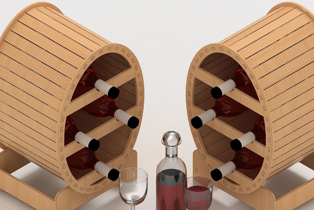 Σετ των 2 Intra απο ξύλο plywood 3mm-4mm πάχος – Ξύλινο ράφι κρασιού / Βάση επίδειξης μπουκαλιών Δίασταση  20x20 cm INTRAFABR-37055929