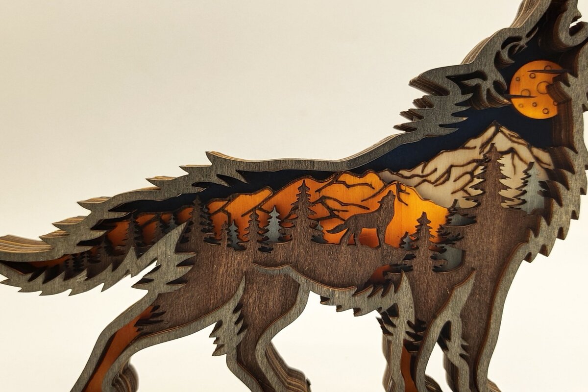 Σετ των 2 Intra απο ξύλο plywood 3mm-4mm πάχος – Χριστουγεννιάτικο στολίδι Ξύλινο Wolf Home Δίασταση  20x20 cm INTRAFABR-51467637