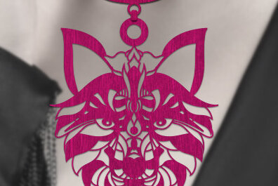 Σετ των 2 Intra απο ξύλο plywood 3mm-4mm πάχος – Ξύλινο κολιέ λύκου με λέιζερ Δίασταση  20x20 cm INTRAFABR-75542498