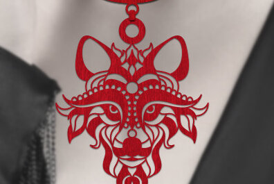 Σετ των 2 Intra απο ξύλο plywood 3mm-4mm πάχος – Ξύλινο κολιέ λύκου με λέιζερ Δίασταση  20x20 cm INTRAFABR-75542495