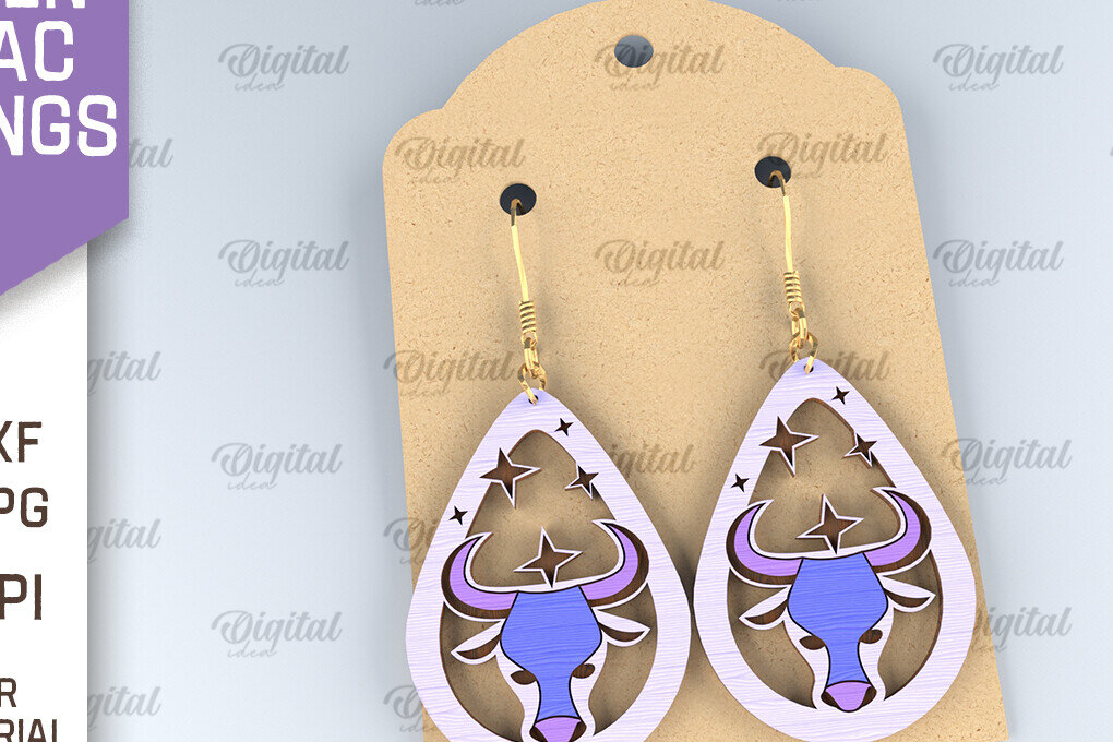 Σετ των 3 Intra απο ξύλο plywood 3mm-4mm πάχος – Ξύλινα Σκουλαρίκια Zodiac Δίασταση  5x5 cm INTRAFABR-96997701