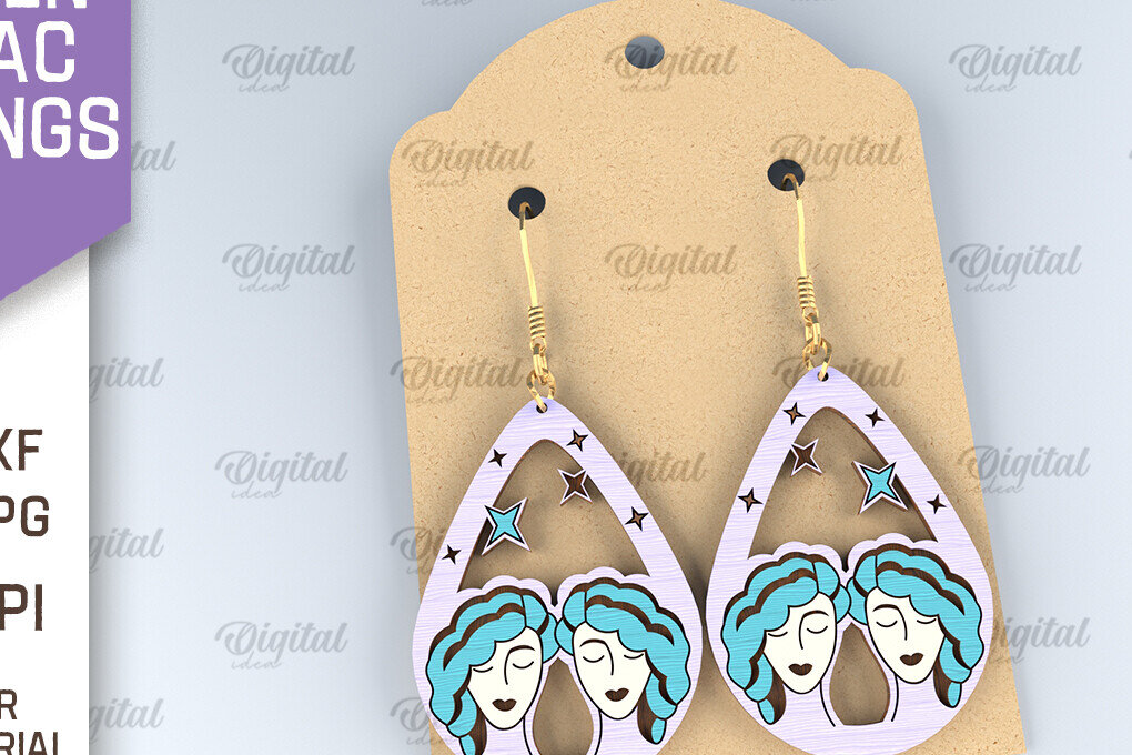 Σετ των 3 Intra απο ξύλο plywood 3mm-4mm πάχος – Ξύλινα Σκουλαρίκια Zodiac Δίασταση  5x5 cm INTRAFABR-96997734