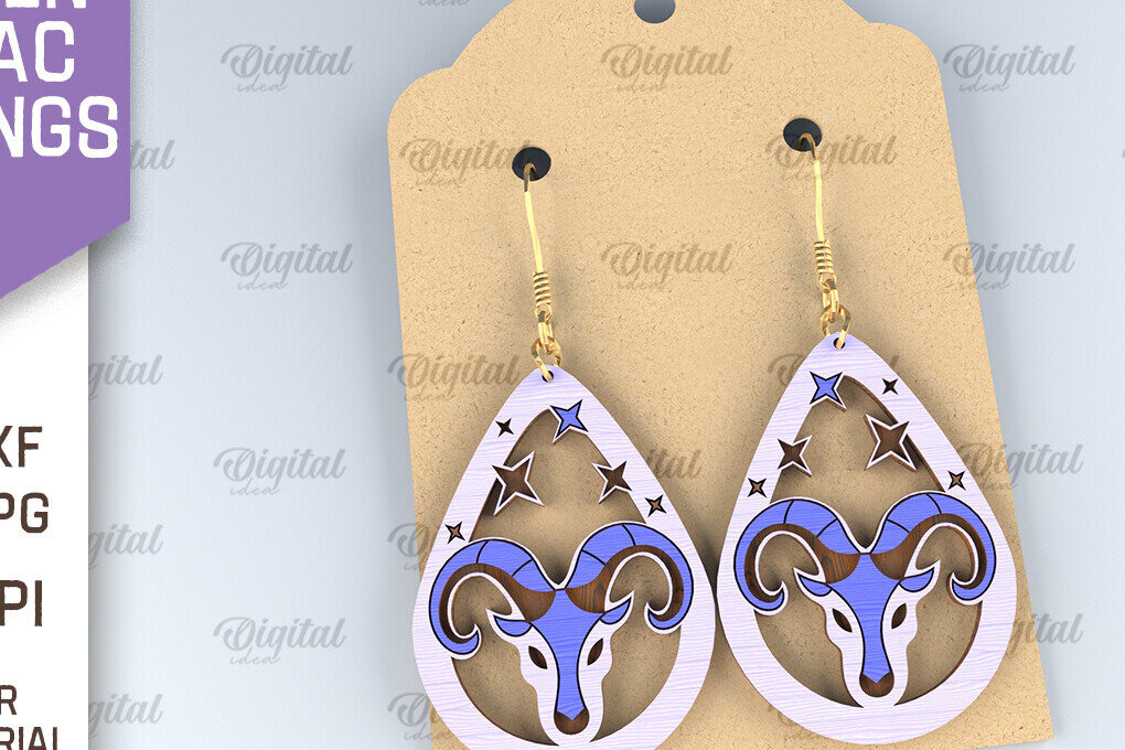 Σετ των 3 Intra απο ξύλο plywood 3mm-4mm πάχος – Ξύλινα Σκουλαρίκια Zodiac Δίασταση  5x5 cm INTRAFABR-96997637