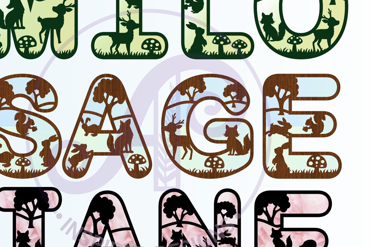 Σετ των 2 Intra απο ξύλο plywood 3mm-4mm πάχος – Δέσμη αλφαβήτου Woodland Γράμματα Δίασταση  20x20 cm INTRAFABR-69831726