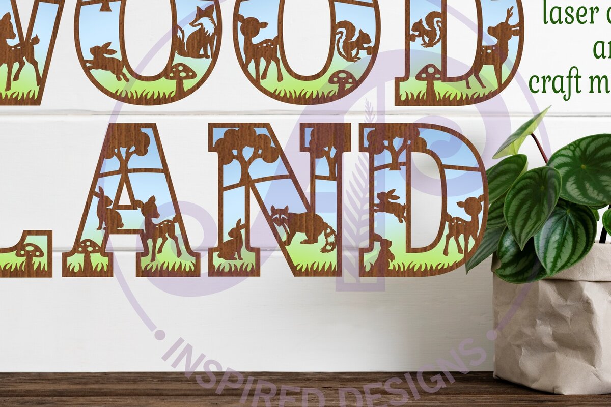 Σετ των 2 Intra απο ξύλο plywood 3mm-4mm πάχος – Σετ αλφάβητου Woodland Animal. 2 Επίπεδο 49 Δίασταση  20x20 cm INTRAFABR-83660624