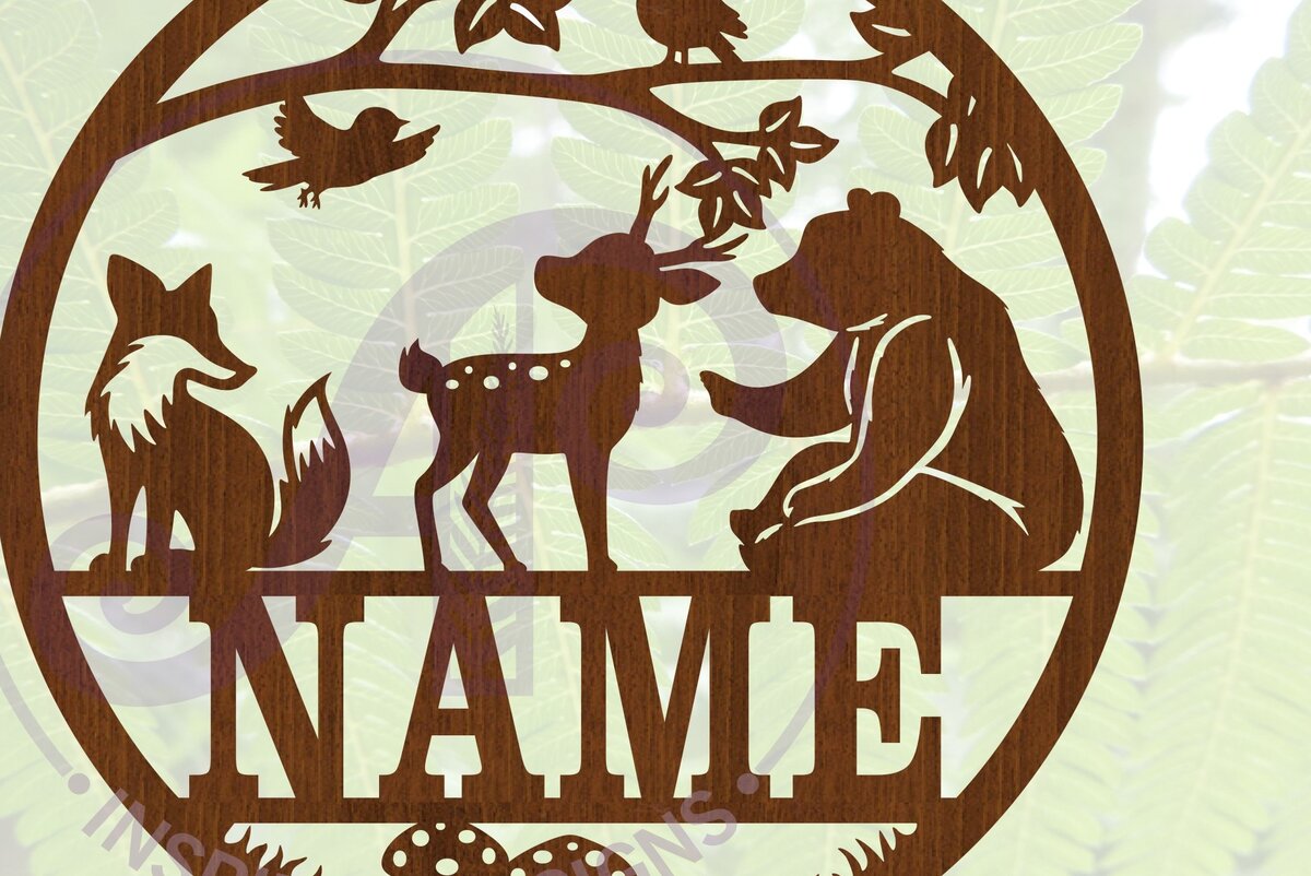 Σετ των 2 Intra απο ξύλο plywood 3mm-4mm πάχος – Αρχείο πινακίδας ονόματος ζώου Woodland Δίασταση  20x20 cm INTRAFABR-69759197