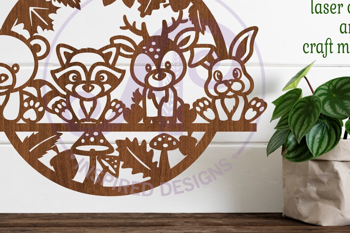 Intra απο ξύλο plywood 3mm-4mm πάχος – Επιγραφή Woodland Animal Wall Art, Αρχείο. Δίασταση  40x30 cm INTRAFABR-83737251