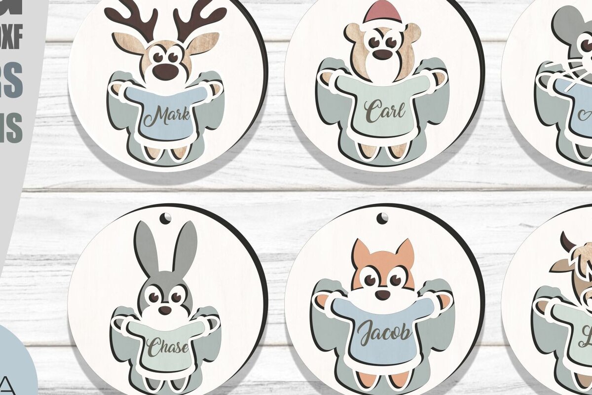 Σετ των 2 Intra απο ξύλο plywood 3mm-4mm πάχος – Χριστουγεννιάτικα στολίδια Woodland Animals Δίασταση  20x20 cm INTRAFABR-81362999