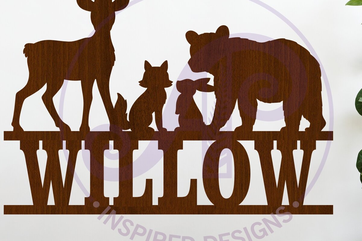 Intra απο ξύλο plywood 3mm-4mm πάχος – Πινακίδα τέχνης τοίχου με όνομα Woodland Animals, Δίασταση  40x30 cm INTRAFABR-117302956