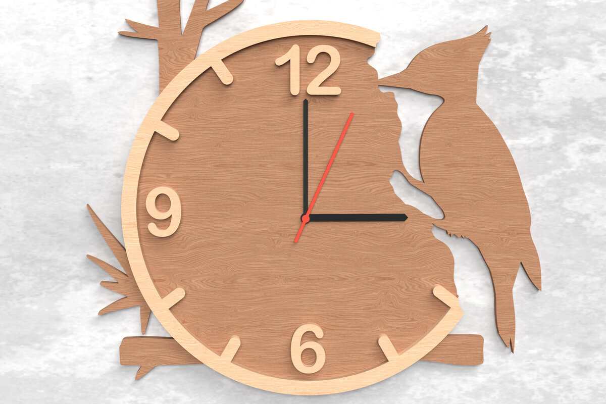 Intra απο ξύλο plywood 3mm-4mm πάχος – Ρολόι τοίχου Δρυοκολάπτης Δέντρο - Δίασταση  40x30 cm INTRAFABR-118392887