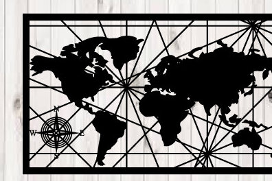 Σετ των 2 Intra απο ξύλο plywood 3mm-4mm πάχος – Παγκόσμιος Χάρτης Διακόσμηση Τοίχων Τέχνης με Dxf Δίασταση  20x20 cm INTRAFABR-104204023