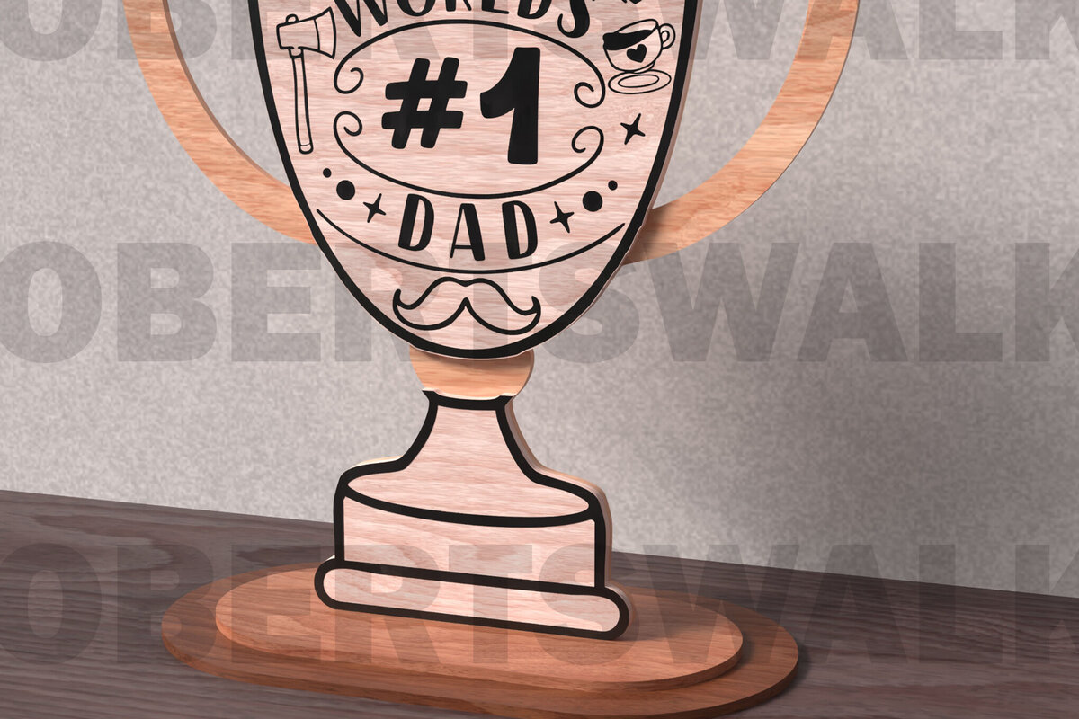 Σετ των 2 Intra απο ξύλο plywood 3mm-4mm πάχος – Πινακίδα του καλύτερου τρόπαιου μπαμπά στον κόσμο Δίασταση  20x20 cm INTRAFABR-122013634