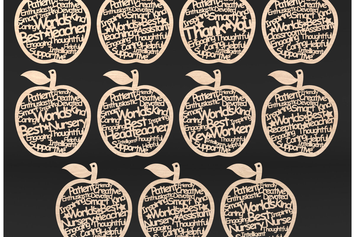 Σετ των 2 Intra απο ξύλο plywood 3mm-4mm πάχος – Ο καλύτερος δάσκαλος στον κόσμο Apple Δίασταση  20x20 cm INTRAFABR-89541485