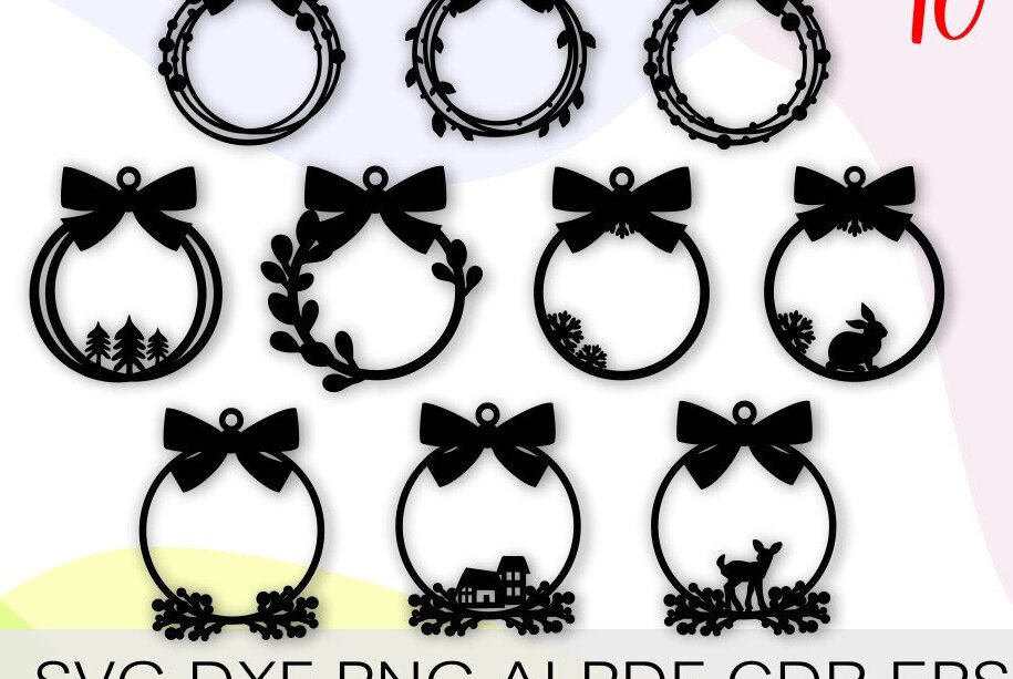 Σετ των 2 Intra απο ξύλο plywood 3mm-4mm πάχος – Αρχείο Χριστουγεννιάτικων Κορνίζες στεφάνι Δίασταση  20x20 cm INTRAFABR-39199445