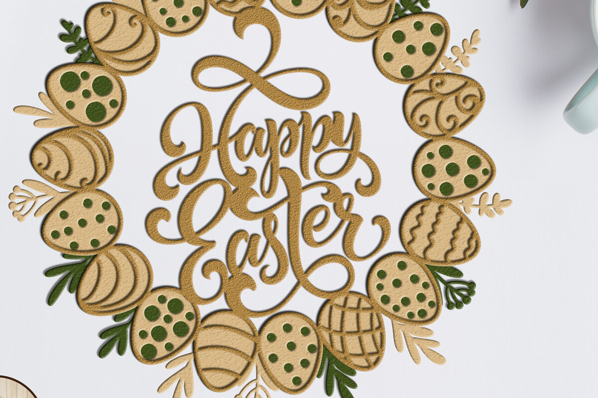 Σετ των 2 Intra απο ξύλο plywood 3mm-4mm πάχος – ΣΤΕΦΑΝΙ ΠΑΣΧΑΛΙΝΟ Αρχείο Κοπής Laser, Πασχαλινό Αυγό Δίασταση  20x20 cm INTRAFABR-25297712