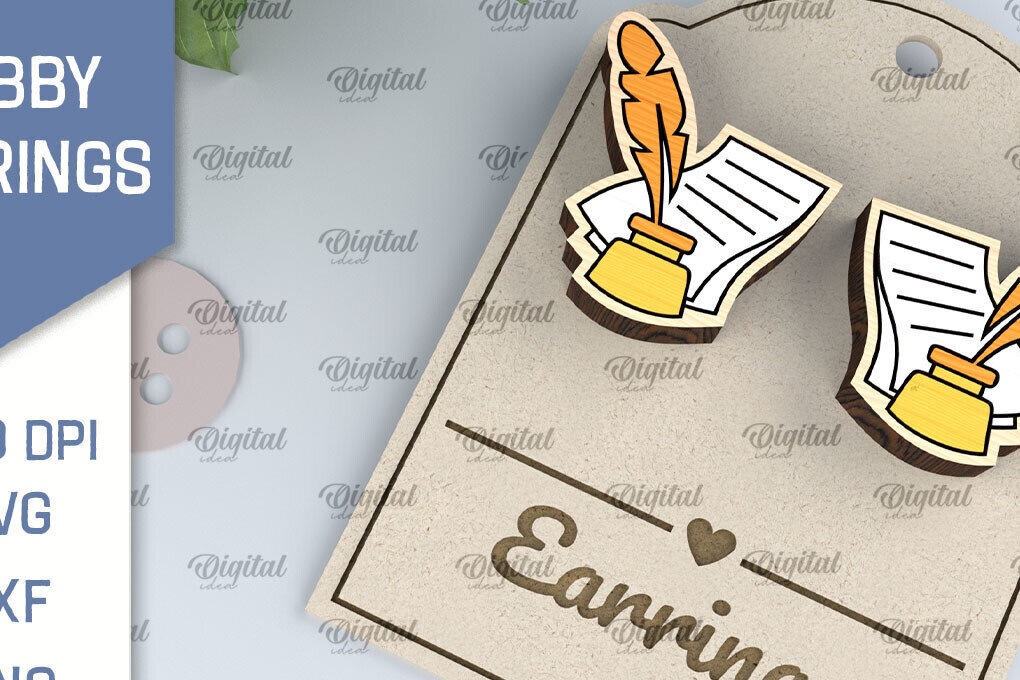 Σετ των 3 Intra απο ξύλο plywood 3mm-4mm πάχος – Σκουλαρίκια συγγραφέας  κοπής με λέιζερ Δίασταση  5x5 cm INTRAFABR-104759824