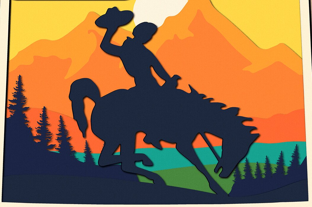 Σετ των 2 Intra απο ξύλο plywood 3mm-4mm πάχος – Wyoming, 3D Layered Αρχείο Δίασταση  20x20 cm INTRAFABR-33551681