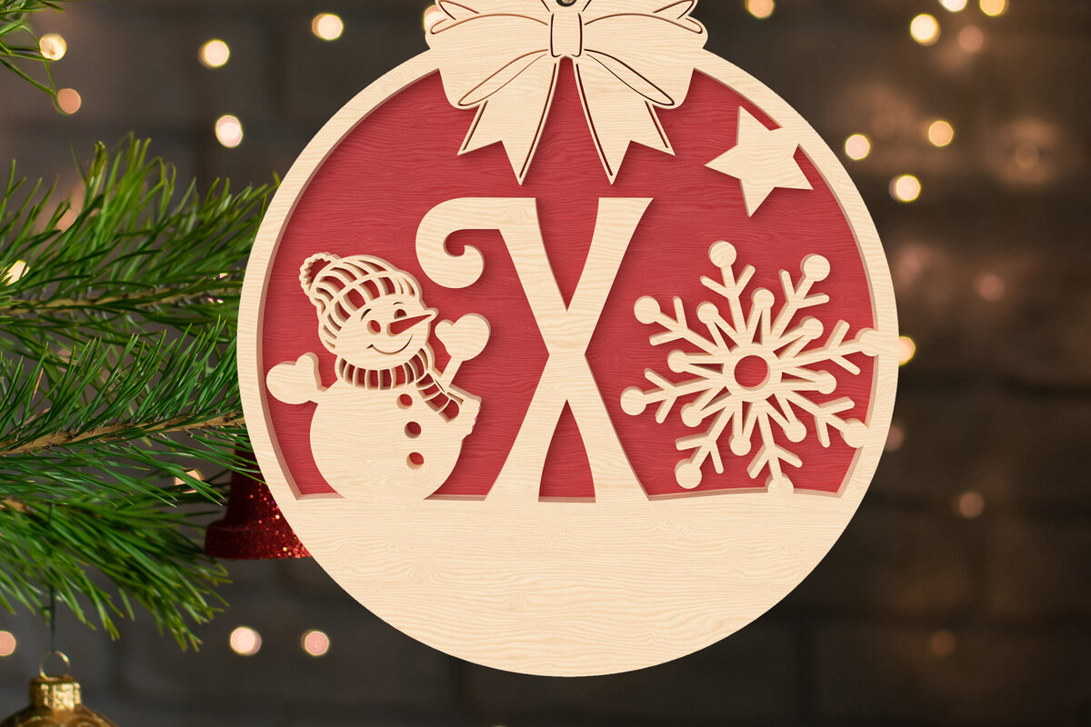 Σετ των 2 Intra απο ξύλο plywood 3mm-4mm πάχος – X Αρχικό Χριστουγεννιάτικο Στολίδι Δίασταση  20x20 cm INTRAFABR-107430691