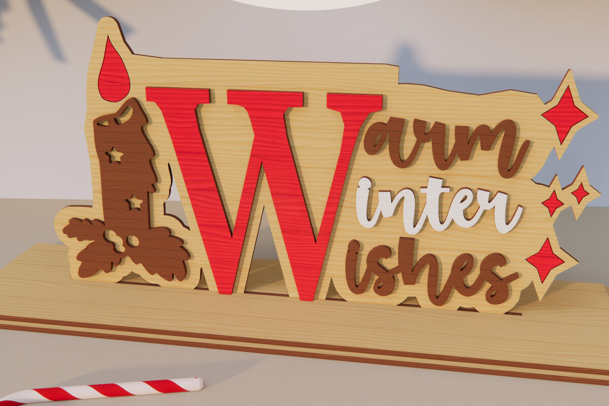 Σετ των 2 Intra απο ξύλο plywood 3mm-4mm πάχος – Χριστουγεννιάτικη διακόσμηση. Τρισδιάστατη χριστουγεννιάτικη βάση κοπής με λέιζερ Δίασταση  20x20 cm INTRAFABR-79847161