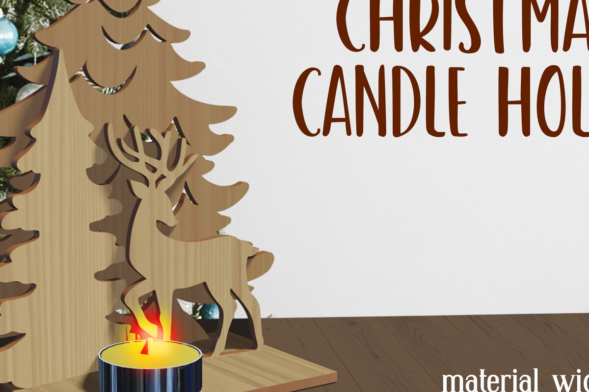 Σετ των 2 Intra απο ξύλο plywood 3mm-4mm πάχος – Xmas. Χριστουγεννιάτικες Κηροπήγια Δίασταση  20x20 cm INTRAFABR-80867121