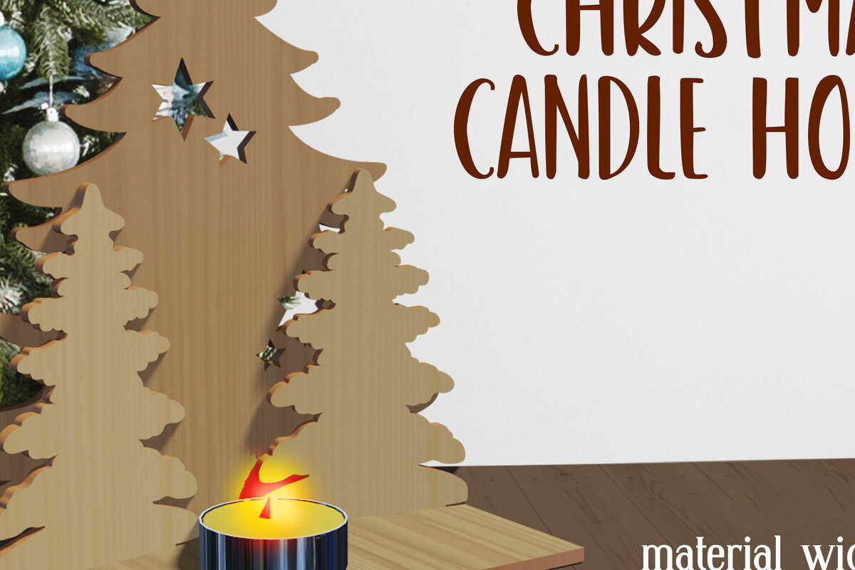 Σετ των 2 Intra απο ξύλο plywood 3mm-4mm πάχος – Xmas. Χριστουγεννιάτικες Κηροπήγια Δίασταση  20x20 cm INTRAFABR-80867105