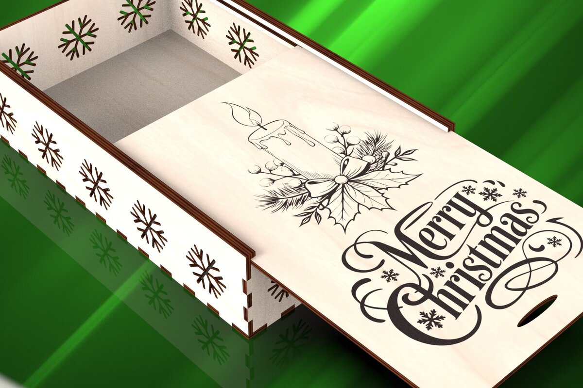 Σετ των 2 Intra απο ξύλο plywood 3mm-4mm πάχος – Xmas Memory Engraving Sliding LBox Δίασταση  20x20 cm INTRAFABR-109675666